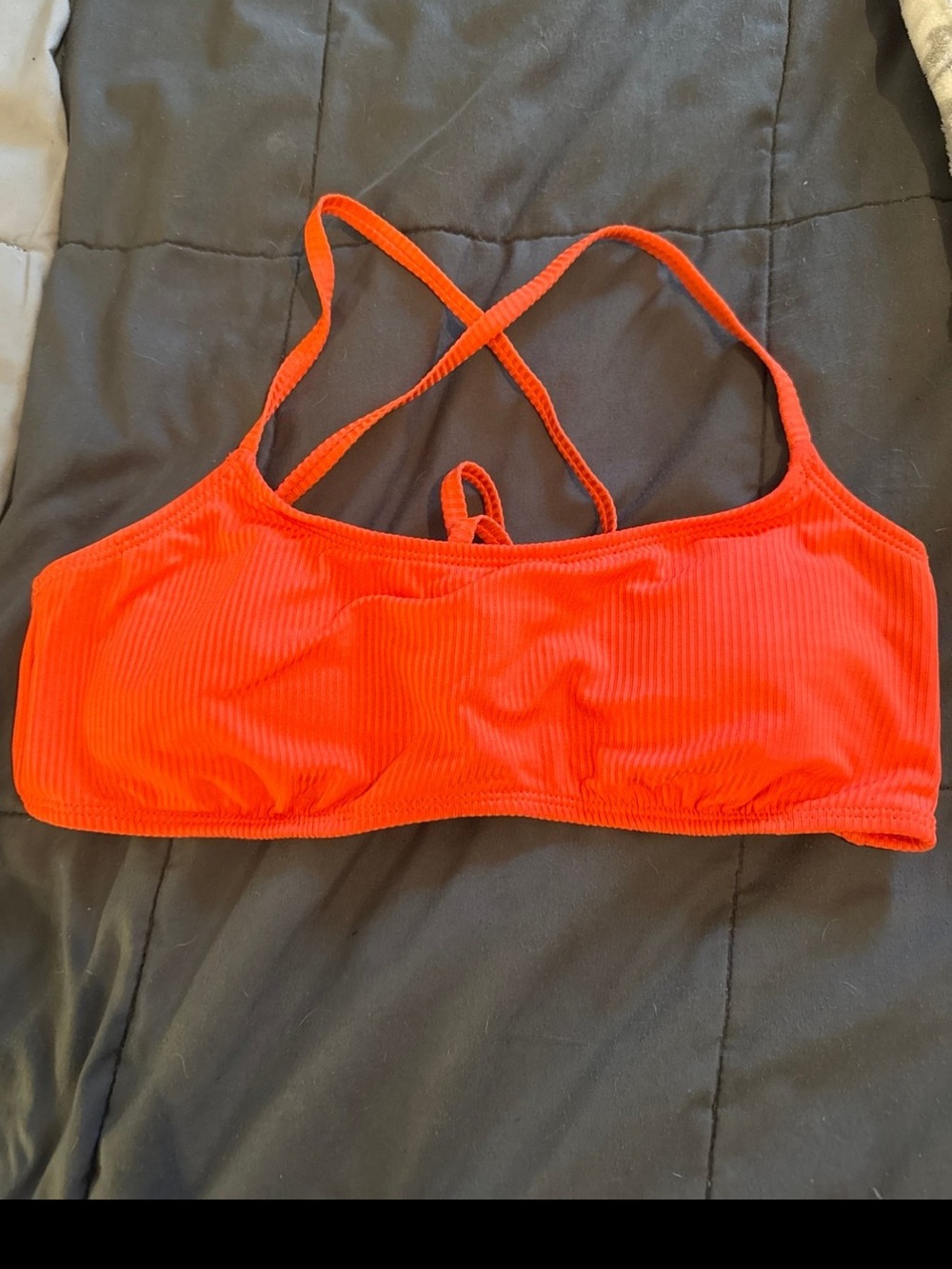 Malibu Ribbed Bikini Top - Bright Orange size M